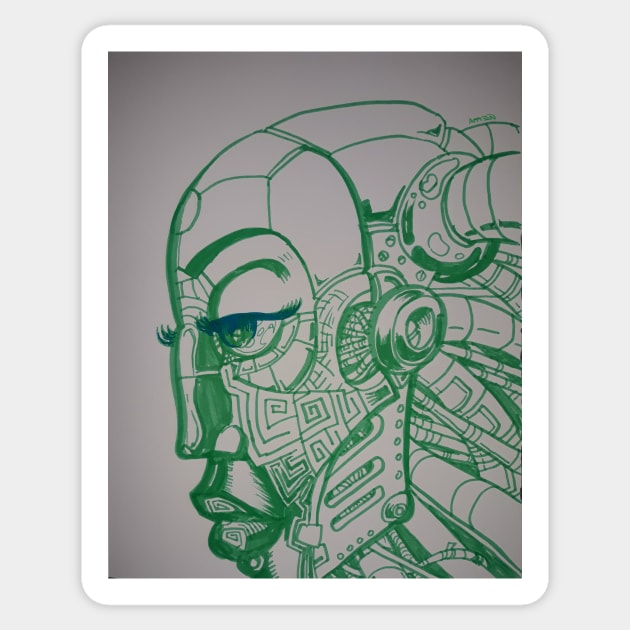 Robot Lady Sketch Sticker by Samax